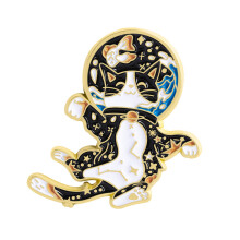 Leuke astronaut katten met sterrenhemel emaille pin-QHXZ5188
