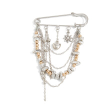 Elegante hartvormige verstelbare broekkettingbroche met strass