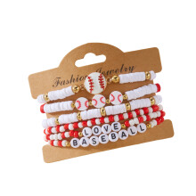 Colorful Alloy Resin Beaded Bracelet Athletic-baseball bracelet