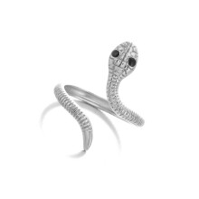 Retro Inspired Serpentines Rings Open Adjustable Designs-Silver