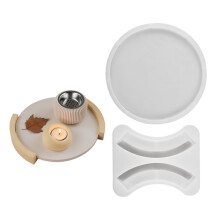 Creative Silicone Mold Elegant Round Flowerpot Tray Molds-L