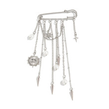 Trendy Studded Brooch Convertible Pendant Iron Chain For Party