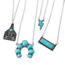 50pcs Retro Bohemian Turquoise Crystal Necklace Bracelet-A