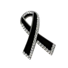 Versatile Black Ribbon Crystal Brooch Elegant Jewelry With-1
