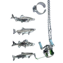 Year Round Fishing Theme Necklace Ring Portable Jewelry-Set 2