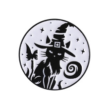 Gothic Witch Enamel Brooch Black Cats Moon Punk Styles-QHXZ4804