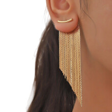 Stylish Drop Earrings Diamonds-Gold-color Sloping bottom