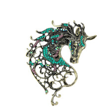 Vintage Inspired Horse Brooch Elegant Statement Chest-Green