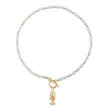 Lightweight And Small Fish Pendant Necklace Imitation Pearls