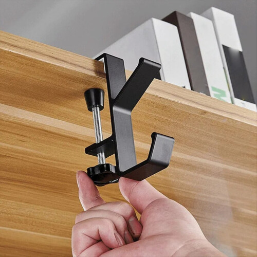 1 Adjustable Table Side Hook. Hook Stand without Drilling. Black 2