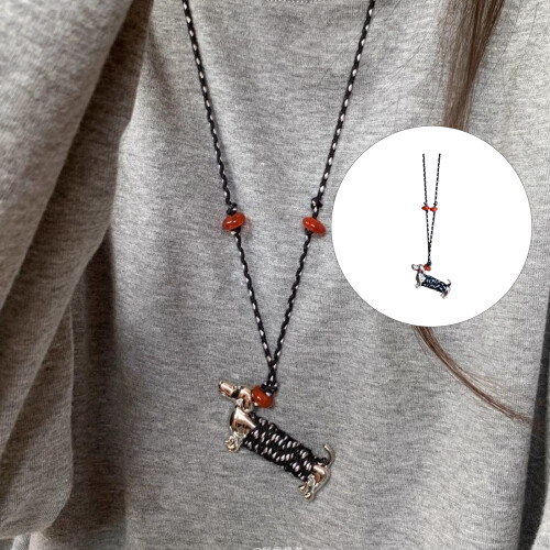Perfekte Geschenkoption, Dackel, schwarzes Seil, geflochtener 1