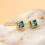 Dainty Square Zirconia Stud Earrings, Gold Plated 3