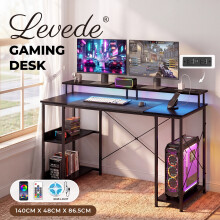 Levede Gaming Desk RGB Monitor Shelf Black