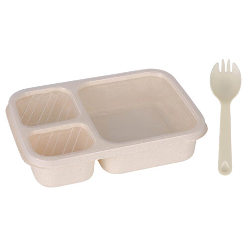 Scatola bento Comefolife beige a 3 scomparti riutilizzabile 1