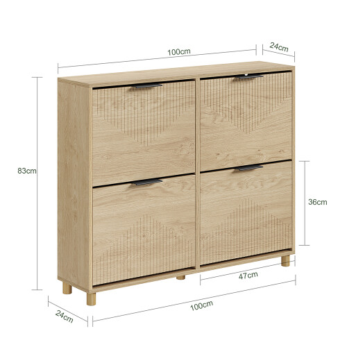 SoBuy Meuble à chaussures chêne clair 8 emplacements 2