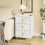 SoBuy White Bedside Table 3 Drawers Wireless Charging 8
