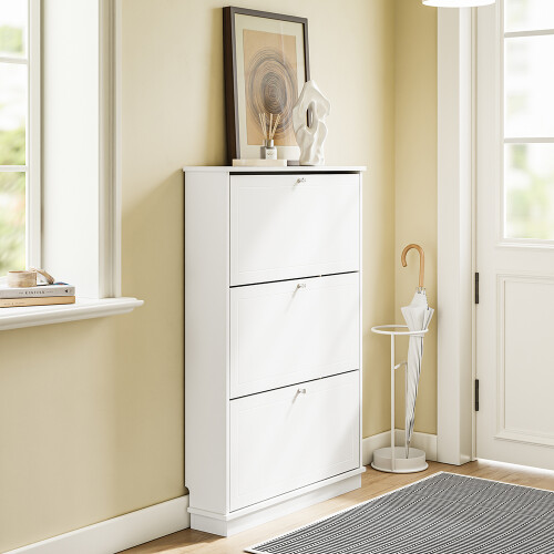 SoBuy FSR215-W Λευκή Ντουλάπα Παπουτσιών 76x18x113cm 1