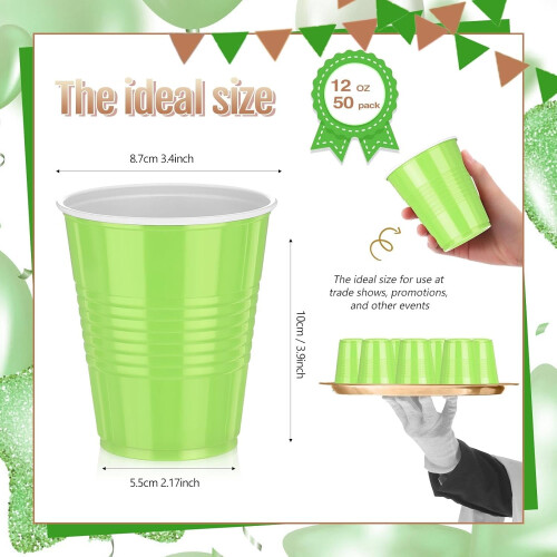 340 g limegröna plastmuggar, 50-pack 1