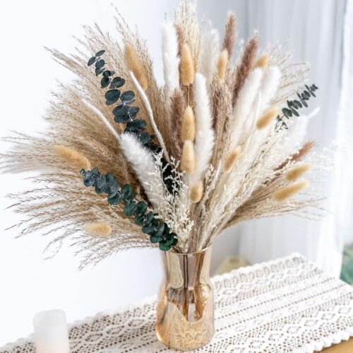 Buquê de capim-dos-pampas com eucalipto – Arranjo floral seco 1