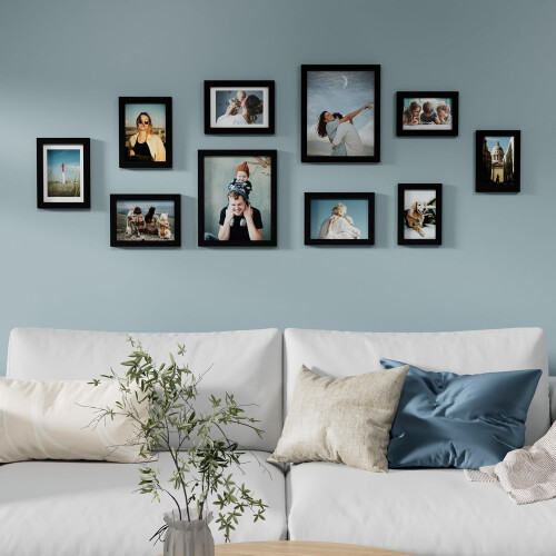 Picture Frames Collage Set Black 10 Pack 4x6 5x7 8x10 2