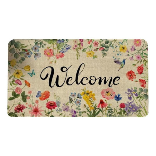 Tapete de boas-vindas com design de primavera, 45 x 76 cm (18 x 30 polegadas) 1