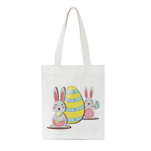 Påskpresentpåsar i canvas med handtag och kaninäggdesign 1