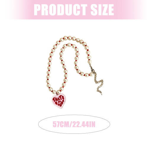 Collier réglable, chaîne en forme de cœur, pendentif en perles 2