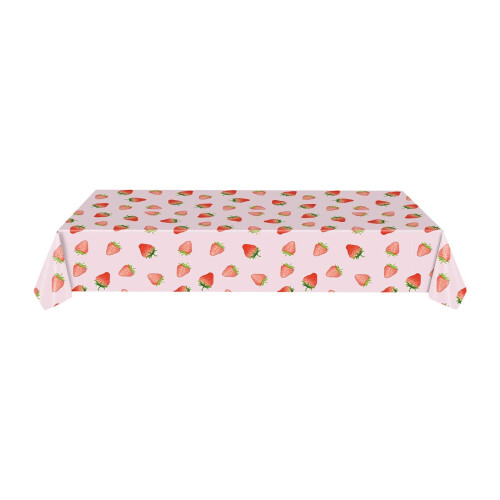 Erdbeerfarbene Papiertischdecke, 54 x 108 Zoll 1