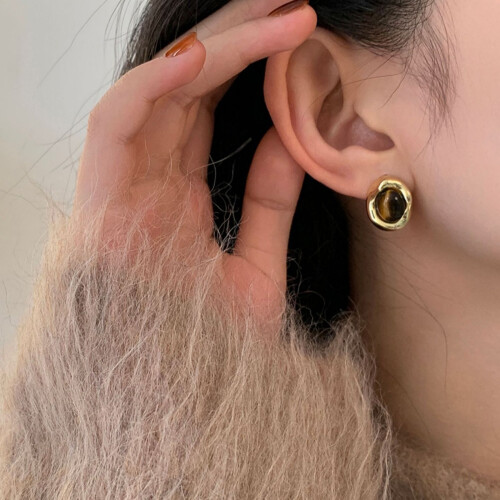 Boucles d'oreilles élégantes en pierre d'oeil de-clip d'oreille 2