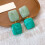 1 Pair Multifunctional Square Earrings Color Contrast Hand-Red 2