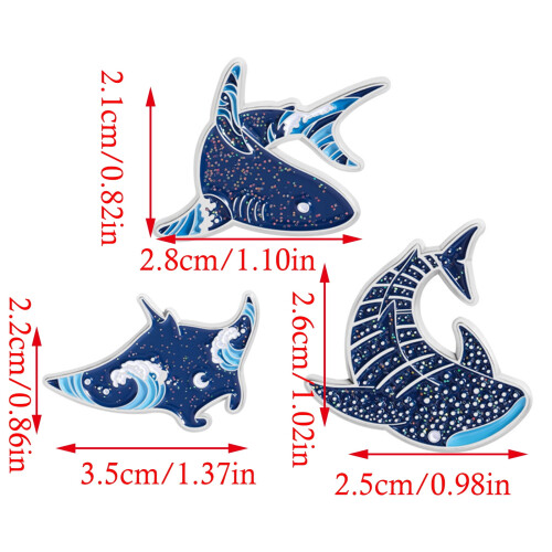 Marine emaille reversspeld – dolfijn- en haaiendesign, legering. 2