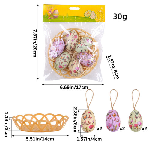 Décorations de Pâques pour sapin : œufs peints à la main (6 pièces) 2