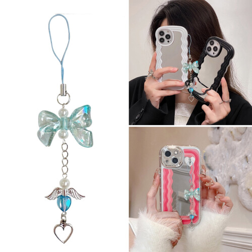 Ciondolo a forma di cuore per cellulare – Acrilico e lega, 13,5 cm 1