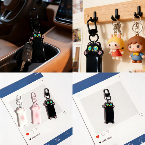 Playful Kitty Keychain Lightweight Resin Design-Pink 1