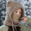 Conjunto de gorro e cachecol de tricô feminino, cáqui 4