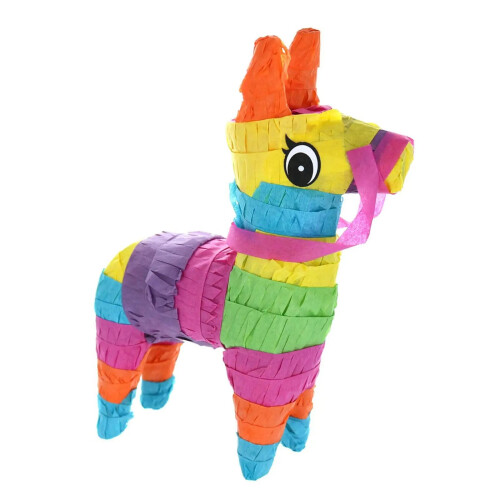 Mini Donkey Piñata 4" x 7" Rainbow Fiesta Decor 1