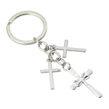 Elegante lichtgewicht strass religieuze kruisbeeld-sleutelhanger