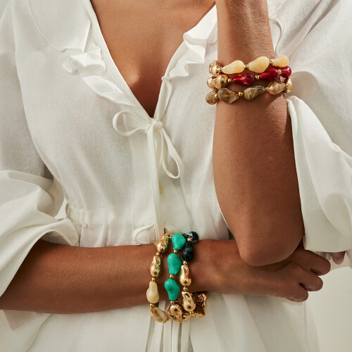 Geometrische onregelmatige hars elastische sieraden-Beige 1