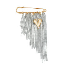Bold Exaggerated Fringe Heart Shaped Pin Crafted from-1450