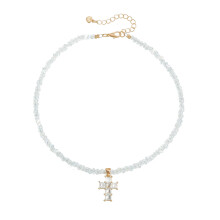 Lightweight Alloy Crosses Necklace with Sparkling-White