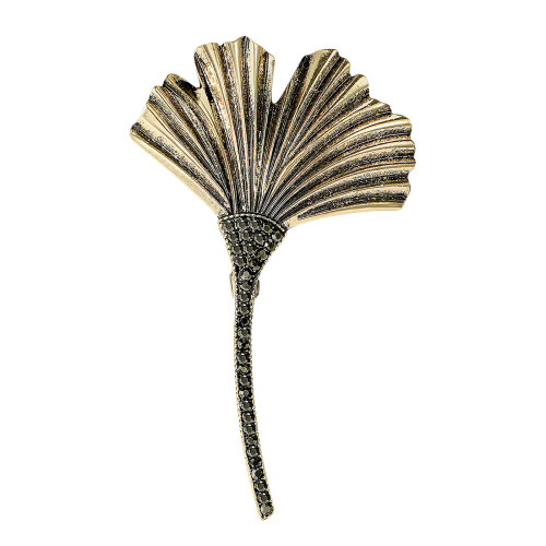 Versatile Leaf Design Brooch Adaptable to Multiple-Gold