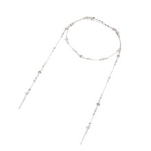 Collier superposé élégant à longue chaîne avec-02 Blanc K 7484