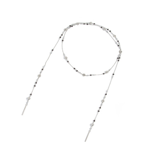 Collier chaîne superposée inspiré de la fleur de-03 blanc k 7497