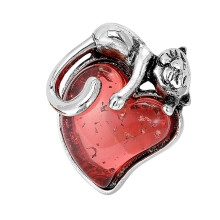 Lovely Cartoon Feline Enamel Art Brooch Pin Jewelry-Silver