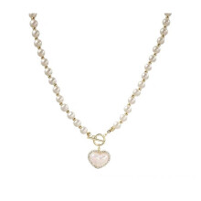 Elegant Baroque Pearls Heart Necklace French Style Clavicle