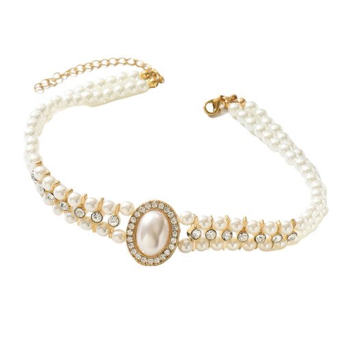 Collier de perles multi-brins léger pour femmes, chaîne de cou