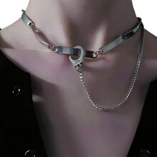 Dubbele cirkel hanger ketting titanium stalen nekketting-Zilver