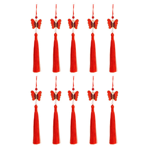 Glands papillons en Polyester glacé de 26cm de Long,-Rouge