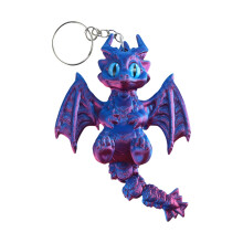 Movable Joints 3D Printed Western Dragon Keychain With-red blue