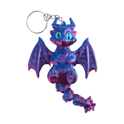 Porte-clés unique en forme de dragon occidental-rouge bleu